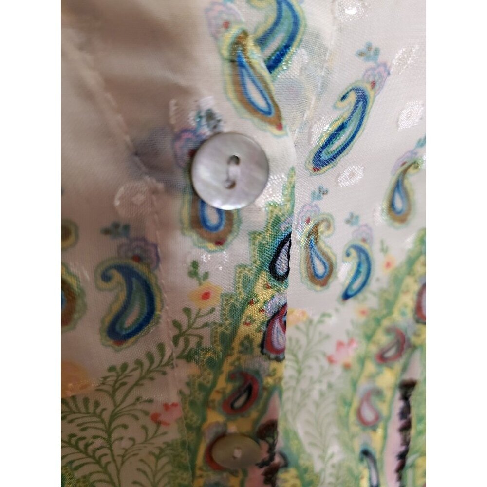 Anthropologie Figueroa & Flower Blouse Top 2XL Boho Tunic Button Up Sheer Floral - Picture 6 of 16